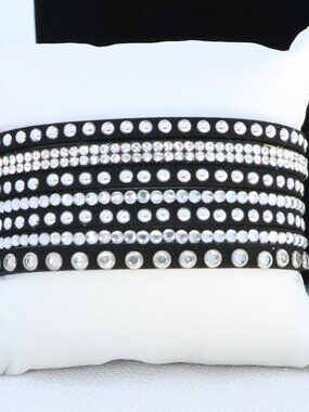 Black Rhinestone Wrap Bracelet Multi Row Sparkle Bling Statement Bracelet